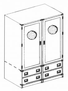Armadio 2 ante oblò + 4 cassetti